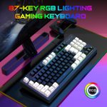 E-sports blood, office worry-free! Wired game keyboard, 87-key layout, RGB colorful luminous, computer keyboard preferred, home office two suitable!